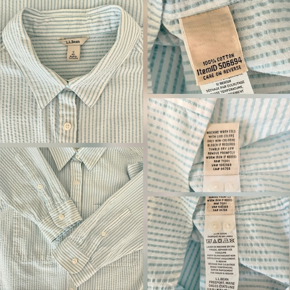 LL Bean Vacationland Seersucker Shirt Long-Sleeve - Picture 5 of 16